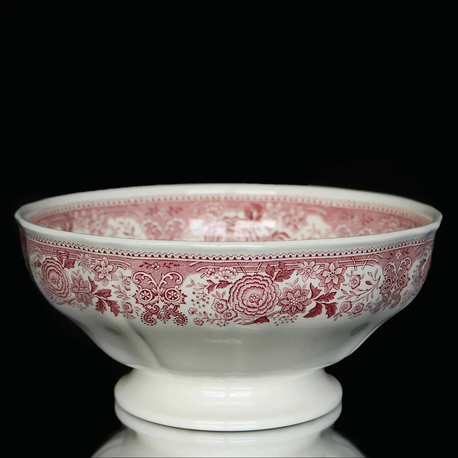 Very Large Footed Bowl Ø 23 Cm - Red and White - VILLEROY & BOCH - Burgenland Pattern - Etsy | Etsy (US)