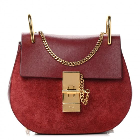 CHLOE Suede Smooth Calfskin Mini Drew Shoulder Bag Plum Purple | Fashionphile