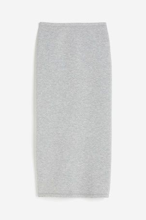 Silk-blend Rib-knit Skirt - Dark gray - Ladies | H&M US | H&M (US + CA)