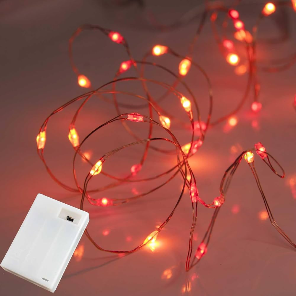Battery Powered Fairy Lights - 40 LED, 6hr Timer, Red & Orange for Bedroom, Christmas & Halloween | Amazon (US)