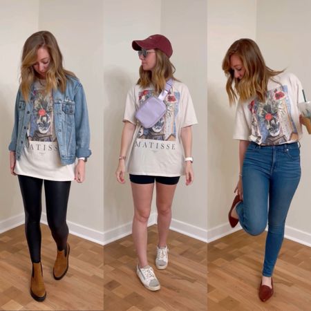 my new favorite graphic tee from abercrombie is part of the ltk spring sale! shown styled three different ways.. spring outfit inspiration (i’m 5’6” wearing a medium)

#LTKsalealert #LTKfindsunder50 #LTKSpringSale