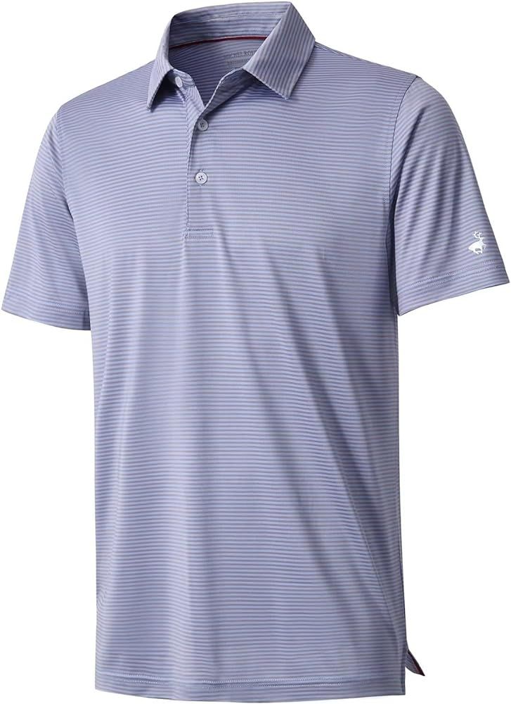 Mens Golf Shirt Moisture Wicking Dry Fit Performance Sport Short Sleeve Striped Golf Polo Shirts ... | Amazon (US)