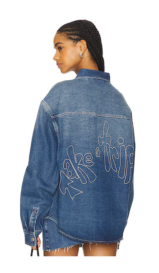 Take A Trip Topstitch Shirt in Blue Wash | Revolve Clothing (Global)