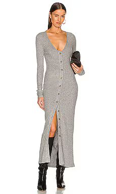 L'Academie Percey Midi Dress in Grey from Revolve.com | Revolve Clothing (Global)