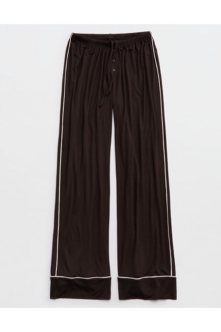 OVERSLEPT by Aerie Real Soft Piping PJ Pant Women's Deep Earth XXS | Aerie