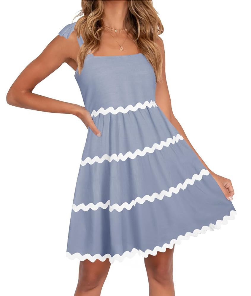 ZESICA Women's Summer Swing Mini Dress Casual Spaghetti Straps Sleeveless Smocked Backless Flowy ... | Amazon (US)