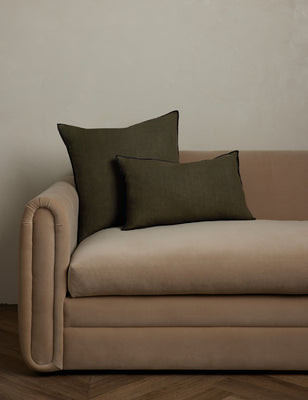 Carys Contrast Linen Pillow, Olive and Black | Lulu and Georgia 