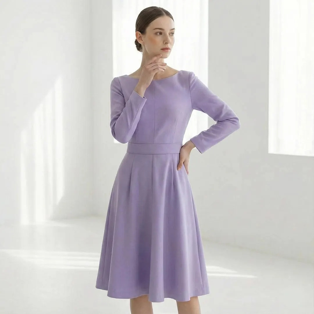 Kate Middleton Lavender Dress/ Duchess Cambridge Dress/ Purple Swing Dress/ Long Sleeve Dress/ Wo... | Etsy (DACH)