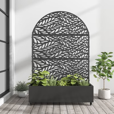 47-in H x 47-in L x 16-in W Black Metal Planter with Trellis ( Spring ) | Target