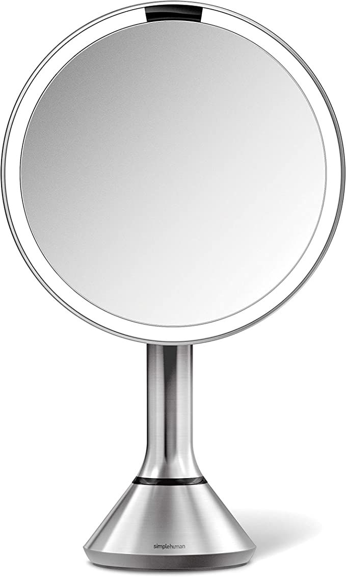 simplehuman 8" Round Sensor Makeup Mirror with Touch-Control Dual Light Settings, 5x Magnificatio... | Amazon (US)