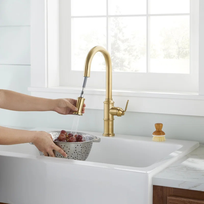 D454437BB Kinzie Single Handle Pull-Down Kitchen Faucet | Wayfair North America