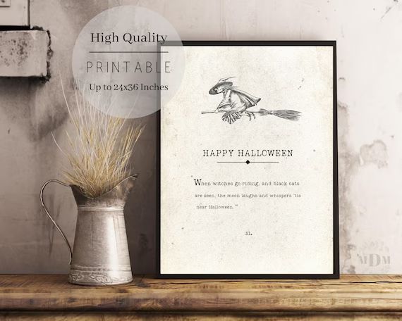 Happy Halloween Printable,Book Page Print,Halloween Poster,Halloween Decor,Antique Book Page,When... | Etsy (US)