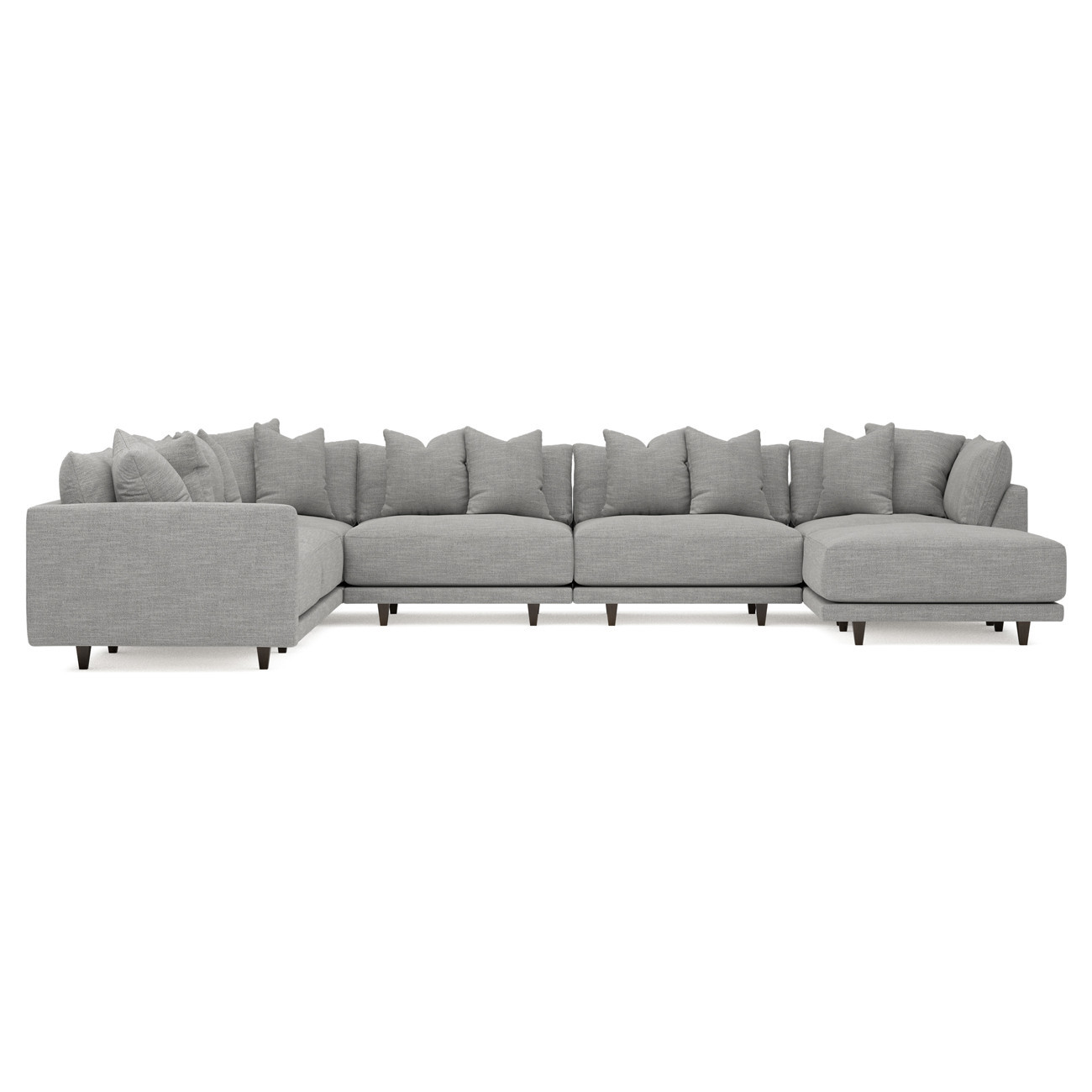 Toulouse Nickel Performance Modular 7-Piece Corner Sectional With Ottoman - Right End - 166 | Kathy Kuo Home