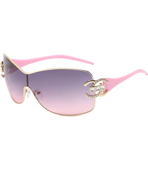 Wrap Around Y2K Sunglasses for Women Men Fashion Large Frame One-piece Shades Trendy Shield Desig... | Amazon (US)