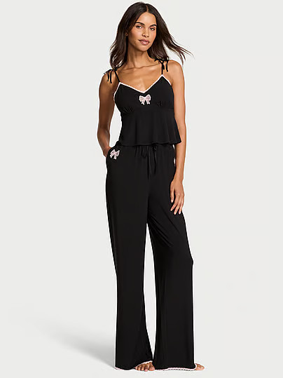 Modal Soft Bow Cami & Wide-Leg Pant Set, Black, Largereg - Women's Pajama Sets - Victoria's Secret | Victoria's Secret (US / CA )