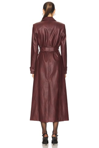 Faux Leather Longline Coat in Burgundy | Revolve Clothing (Global)