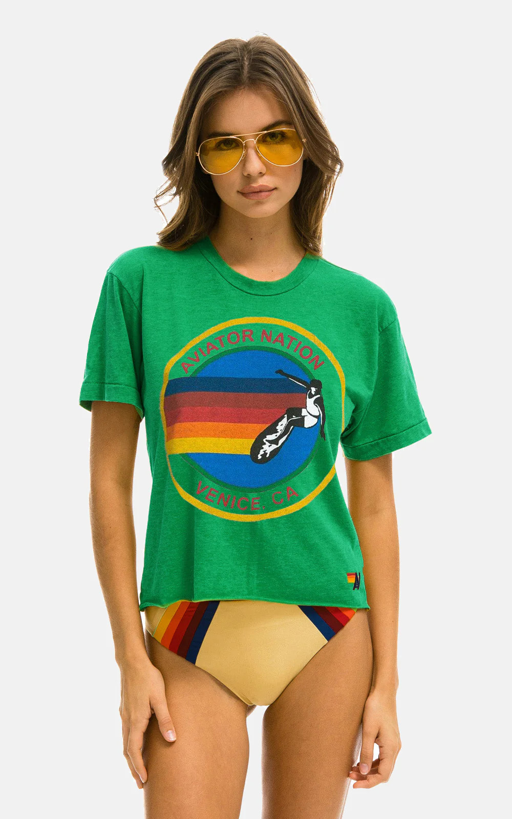 Signature Boyfriend Tee Kelly Green | Blue & Cream