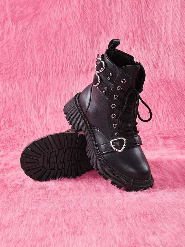 Kawaii Heart Buckle Decor Boots | SHEIN