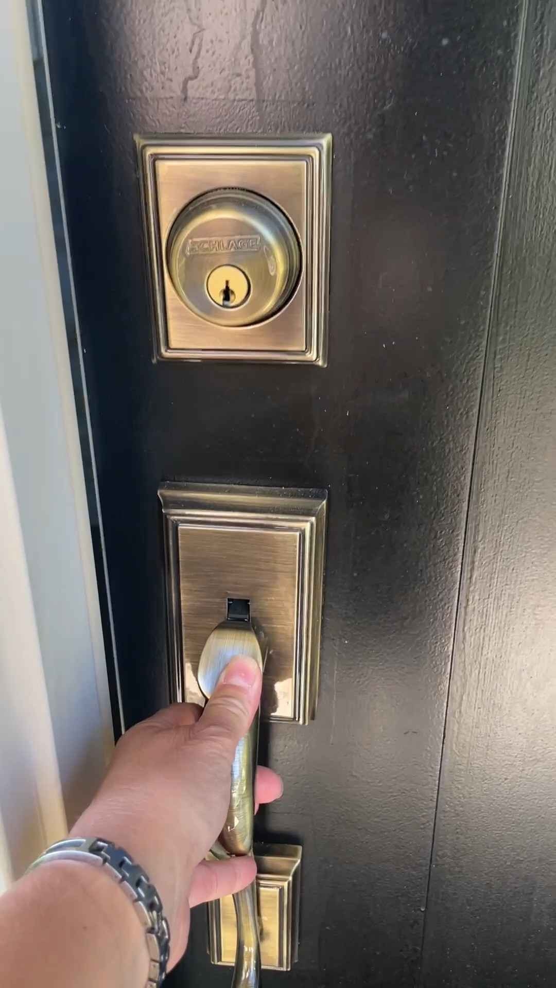 I absolutely love my new front door handleset by Schlage inside and out!  

Antique brass hardware.  Front door hardware.  Front door craftsman.  Handleset.  Interior door knob.

#LTKHome #LTKSaleAlert #LTKOver40