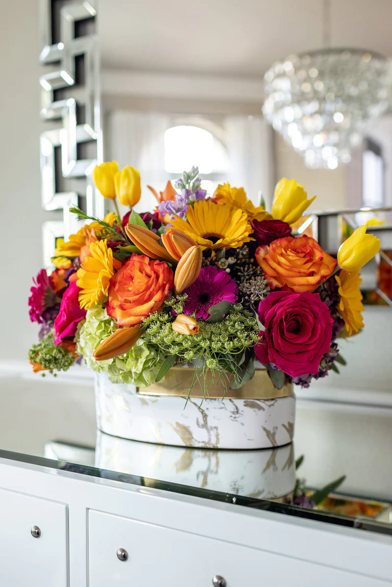 White and Gold Marble Design Oval Vase " From Pops Of Color Home Collection" | Inspire Me! Home Decor