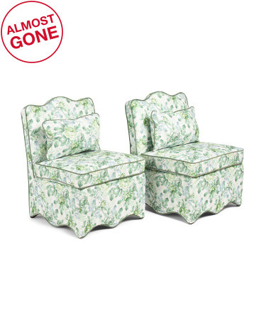 Set Of 2 24x35 Floral Print Scallop Trim Accent Chairs | TJ Maxx