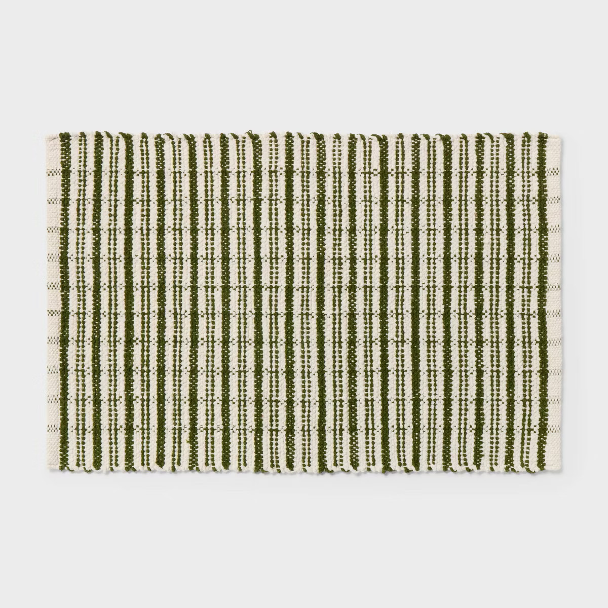 20"x30" Avery Plaid Handloom Woven Bath Rug Ivory/Green - Threshold™ | Target