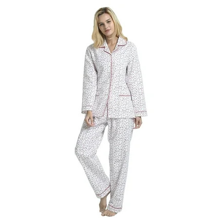 GLOBAL Womens Flannel Cotton Pajama Set Long PJs Flannel Loungewear Sleepwear Size S-3XL | Walmart (US)