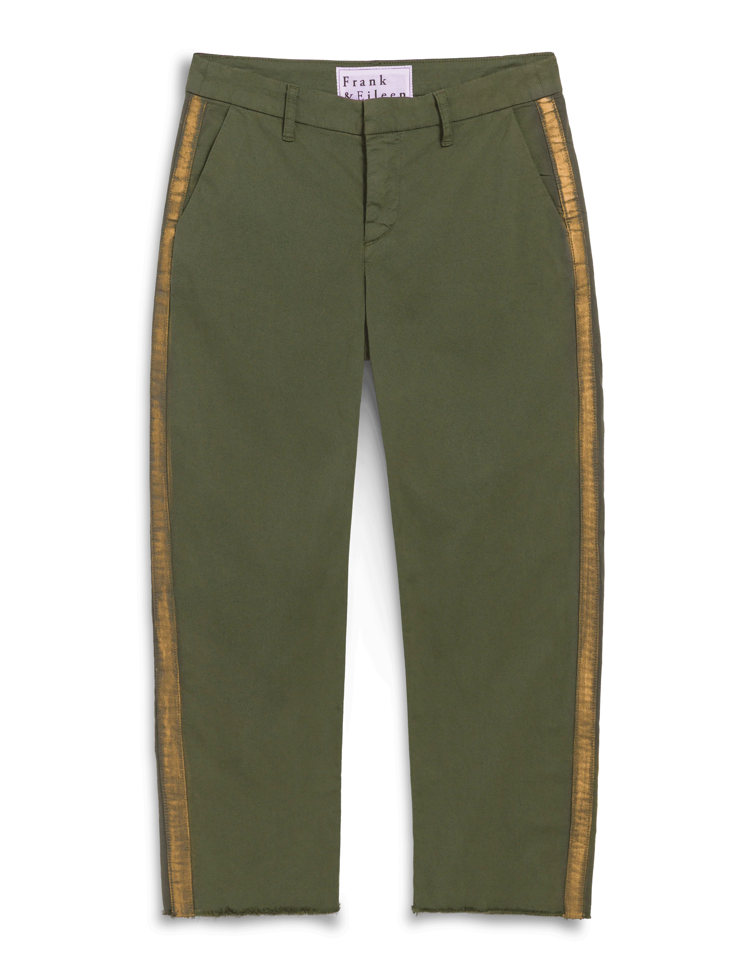 WICKLOW Army with Gold Tuxedo Stripe, Italian Performance Twill | Frank & Eileen