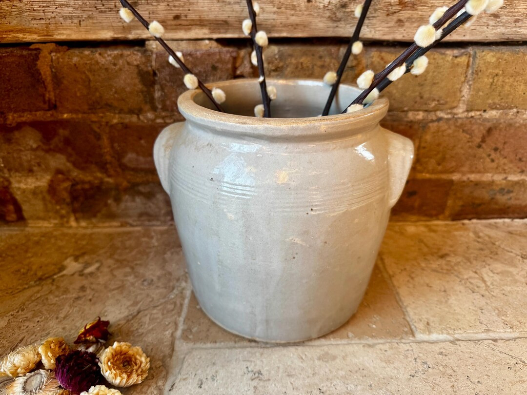 Antique French Confit Pot: Medium to Large Stoneware Pot, Vintage Olive or Preserves Jar, Kitchen... | Etsy (US)