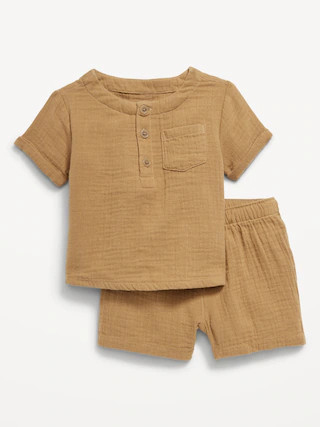 Double-Weave Henley Top and Shorts Set for Baby | Old Navy (CA)