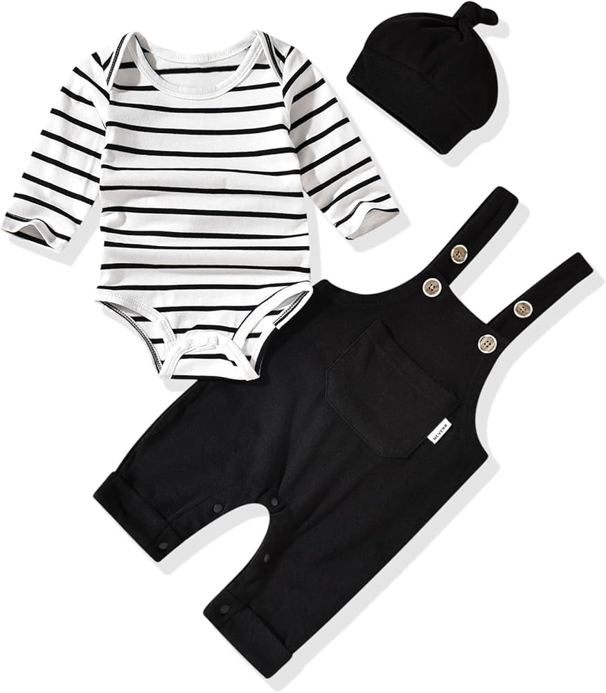 Unutiylo Baby Boy Outfits Long Sleeve Romper Suspenders Overall Pants Set Fall Winter Clothes Wit... | Amazon (US)