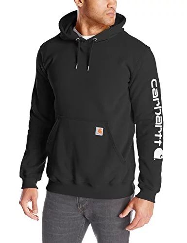 Carhartt Men's Midweight Signature Sleeve Logo Hooded Sweatshirt | Walmart (US)