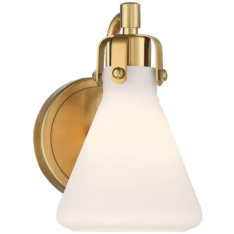 Stiffel Modern Wall Light Sconce Warm Brass Metal Hardwired 5 1/2" Fixture White Frosted Glass Sh... | Target