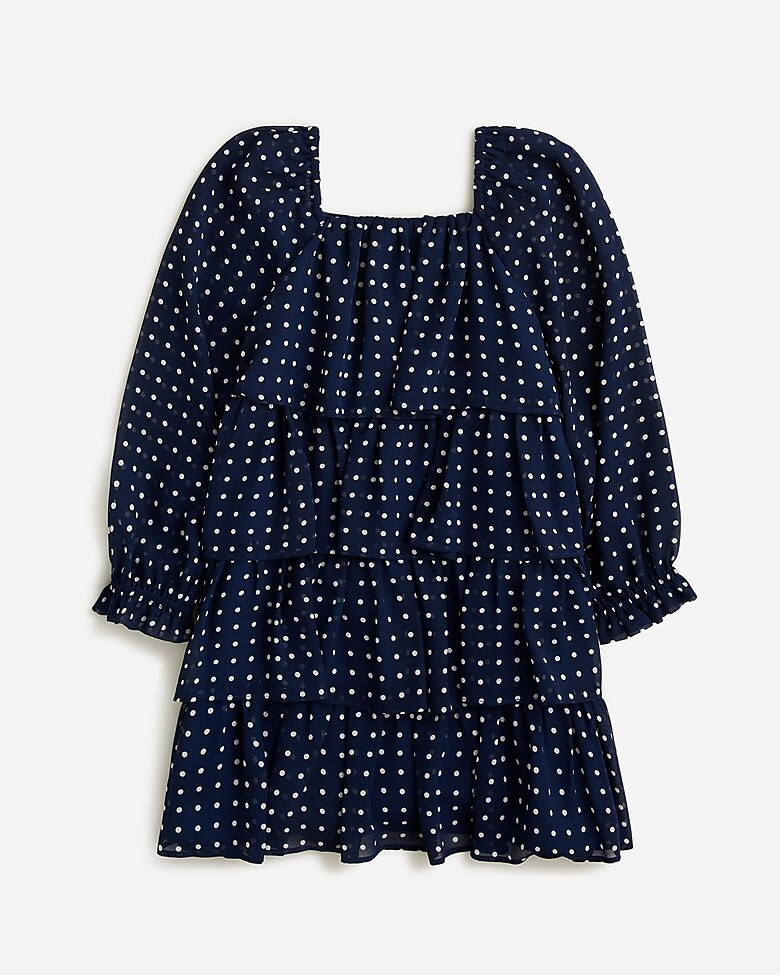 Girls' tiered polka-dot chiffon dress | J. Crew US