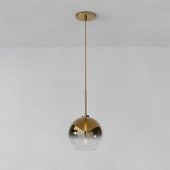 Sculptural Pendant, Globe Medium, Gold Ombre, Brass, 10.5 | West Elm (US)