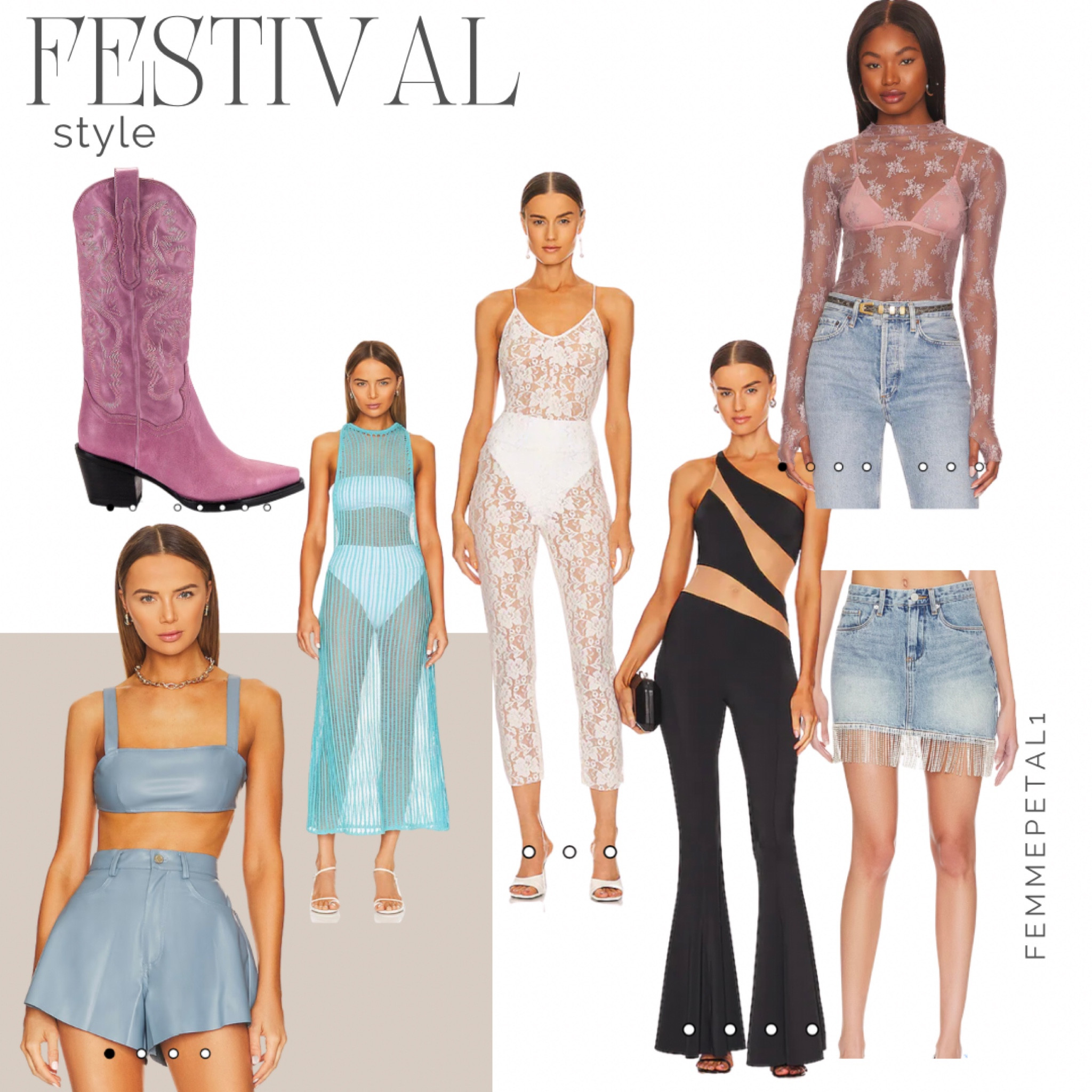 Festival outfit ideas, lace onesie, pink cowboy boots, sheer dress, mesh dress, mesh shirt, fringe skirt, cut out jumpsuit, festival style 

#LTKFestival #LTKFind #LTKstyletip