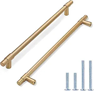 Newlaking 6 Pack Champagne Bronze Cabinet Pulls 10 Inch (256mm) Hole Center, Brushed Brass Drawer... | Amazon (US)
