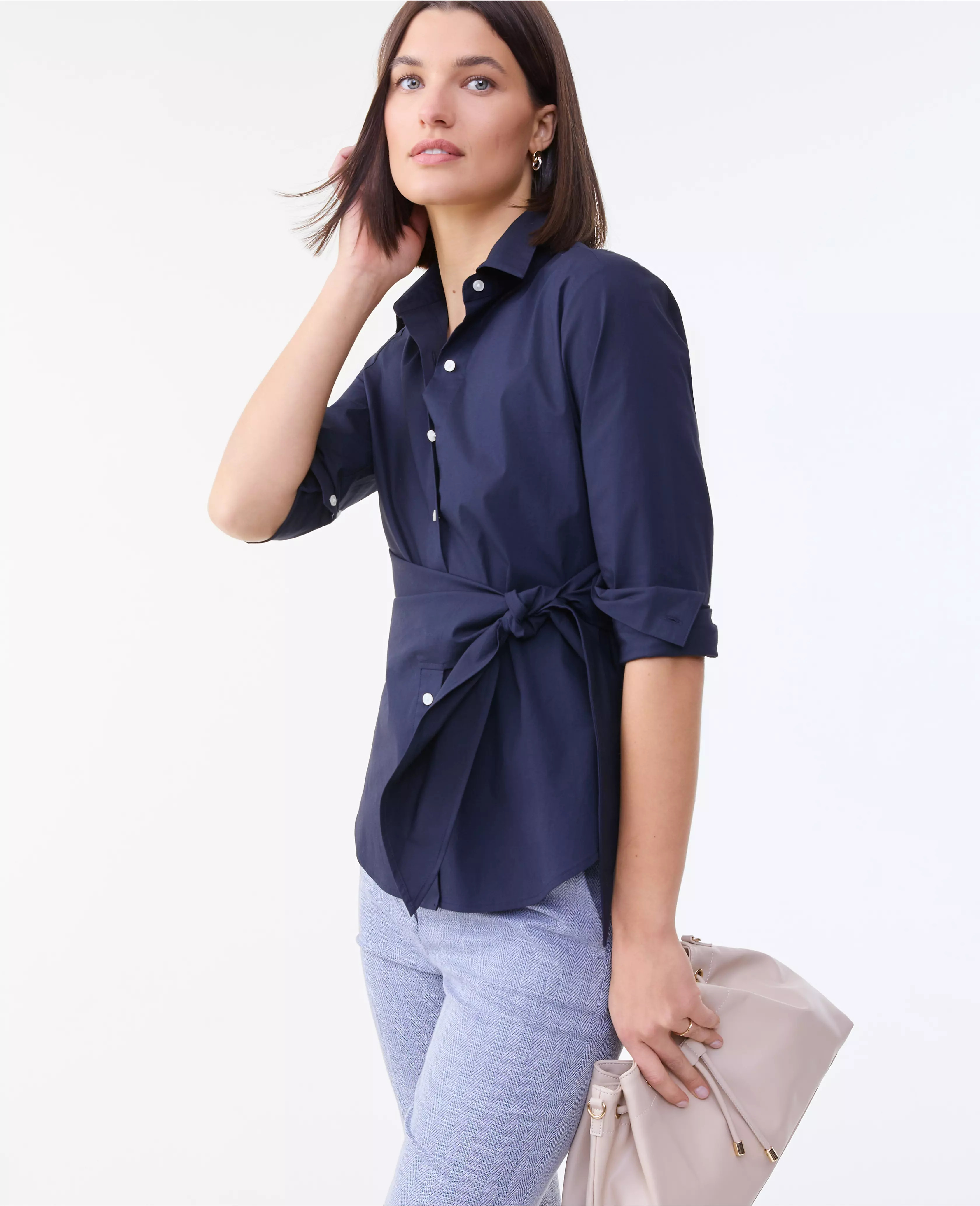Tie Waist Button Down Shirt | Ann Taylor