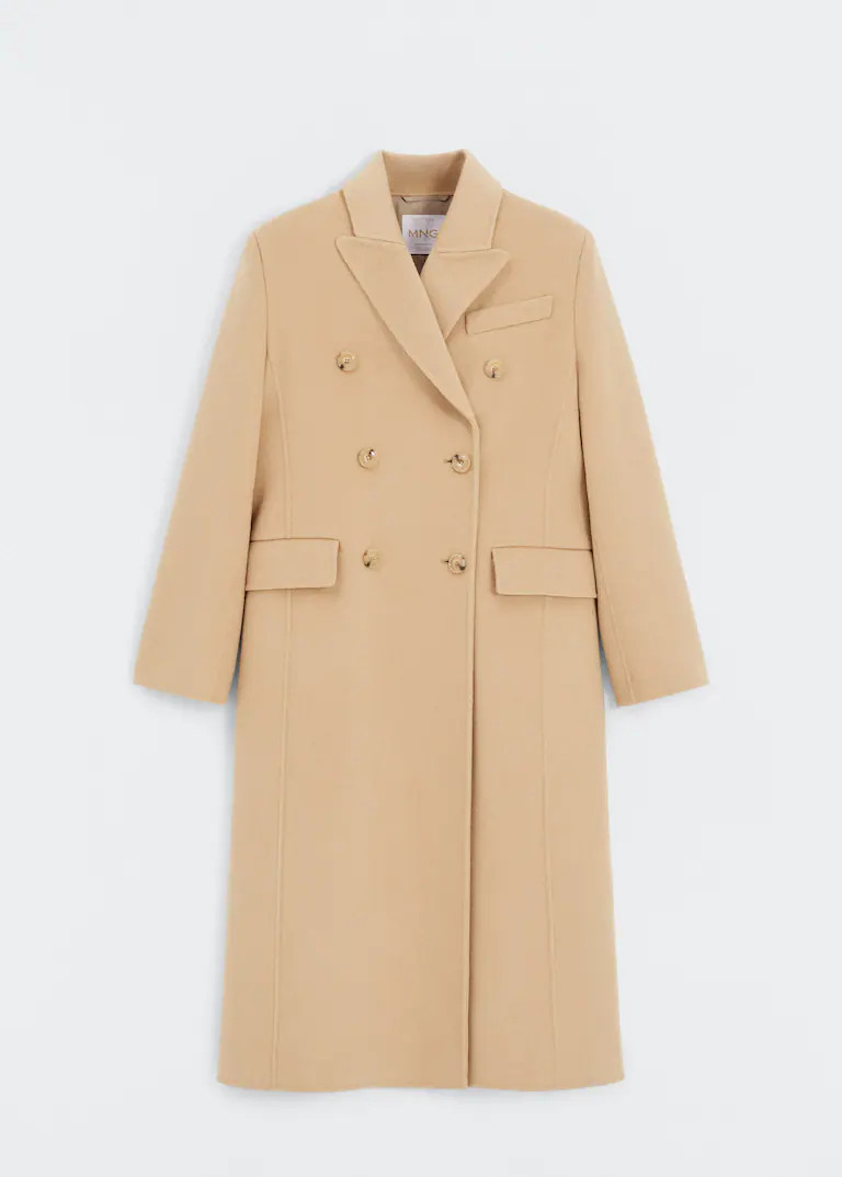 Double-breasted virgin wool coat -  Women | Mango United Kingdom | MANGO (UK)