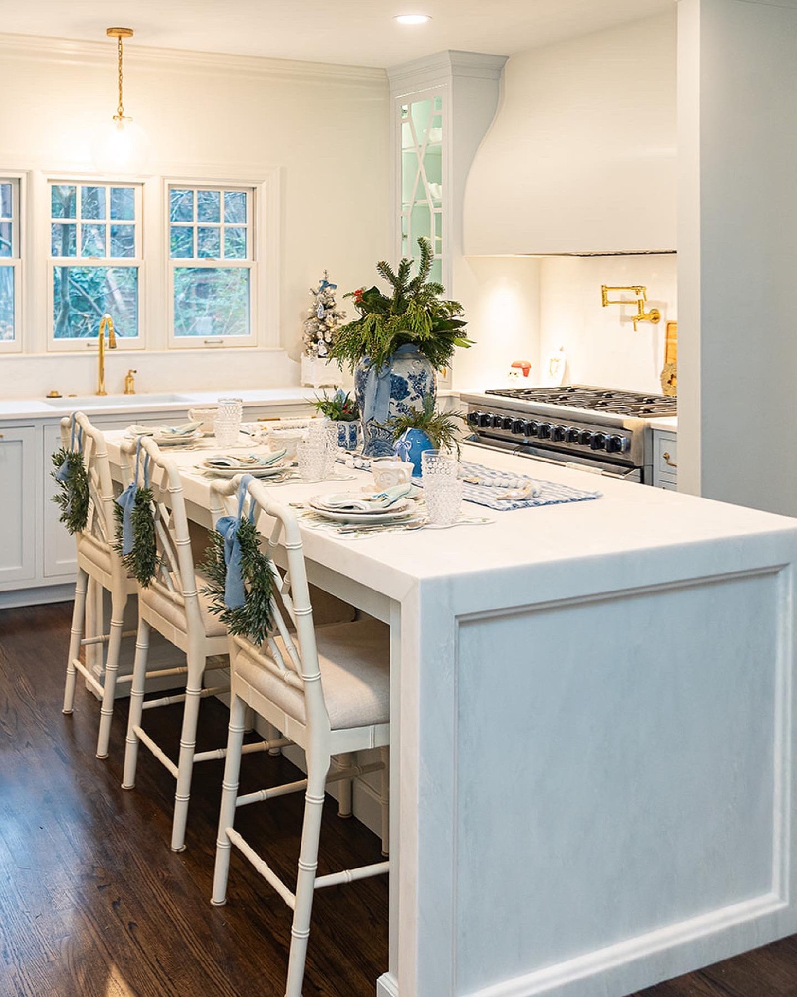 Sale counter stools! 💙🤍
Kitchen decor blue white chinoiserie barstools counter stools ginger jar chippendale chair white bamboo fretwork blue kitchen grandmillennial style home decor 

#LTKHoliday #LTKsalealert #LTKhome