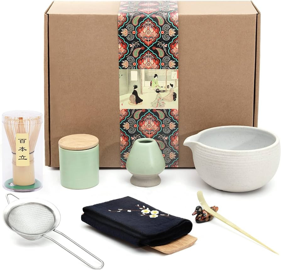 Artcome Japanese Matcha Tea Set, Bowl with Pouring Spout, Whisk, Tea Scoop, Ceramic Whisk Holder,... | Amazon (US)