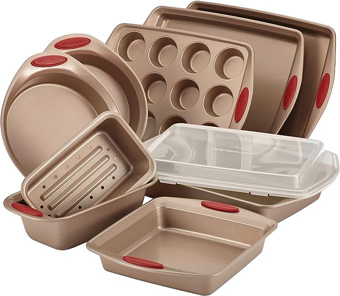 Amazon.com: Rachael Ray Cucina Nonstick Bakeware Set Baking Cookie Sheets Cake Muffin Bread Pan, ... | Amazon (US)