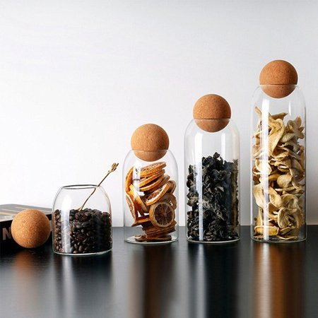 Clearance!Ball Cork Lead-free Glass Jar With Lid Bottle Storage Tank Sealed Cereals Coffee Transpare | Walmart (US)