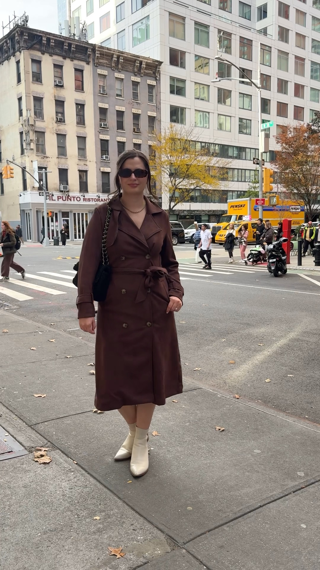 I’m obsessed with this chocolate brown trench coat in a faux suede material that I found on Amazon! Today’s fall weather was the perfect day to wear it out for events in the city. I paired it with shite boots and some brown tortoise shell sunglasses.

#LTKStyleTip #LTKSeasonal #LTKFindsUnder100