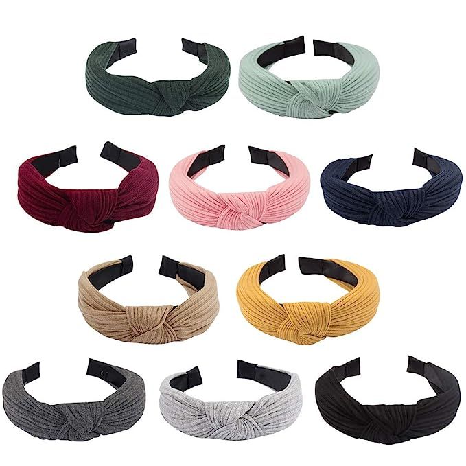 Jaciya 10 Pieces Knotted Headbands for Women Solid Headbands for Women Wide Headbands for Women K... | Amazon (US)