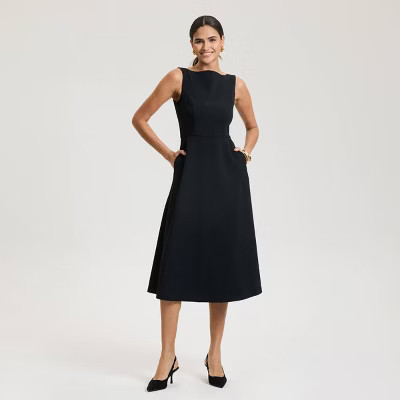 Women's Tailored Midi Dress - A New Day™ Black XXL | Target