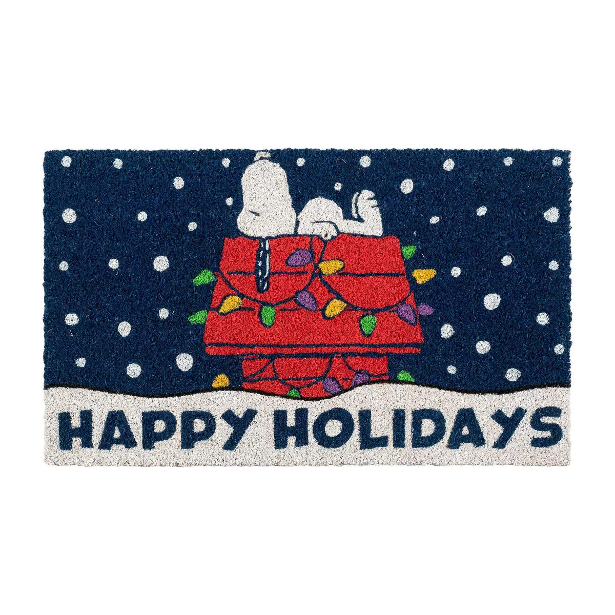 Peanuts 1'5"x2'5" Snoopy Happy Holidays Coir Doormat Natural | Target