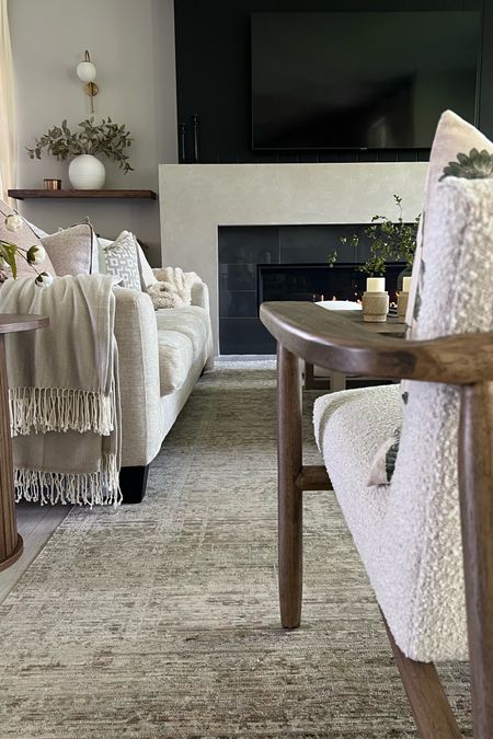 Neutral area rug: soft tones of beige, cream and taupe. I love this rug! It’s a subtle pattern, not too busy, but not too boring 😆
This is a rug that requires an underpad. 
Home inspiration, neutral area rug 

#LTKhome