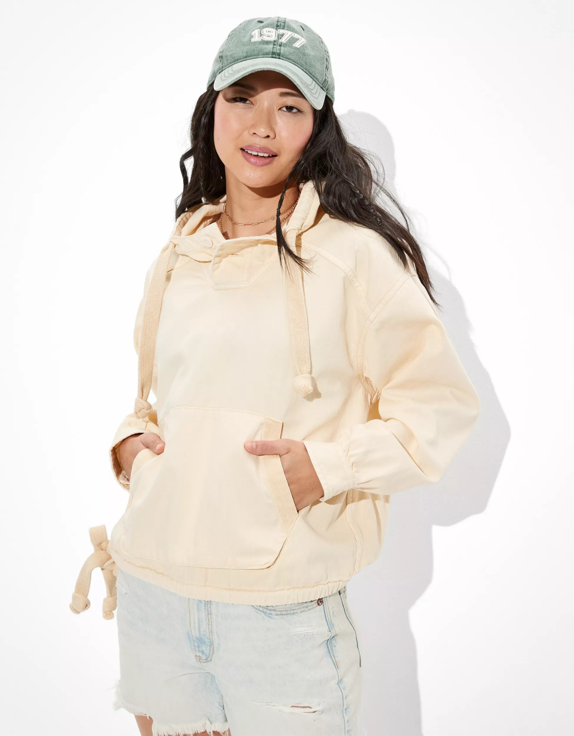 AE Oversized Military Shirt Hoodie | American Eagle Outfitters (US & CA)