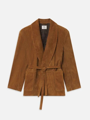 The Ritz Suede Smoking Jacket -- Tan Brown | Frame Denim